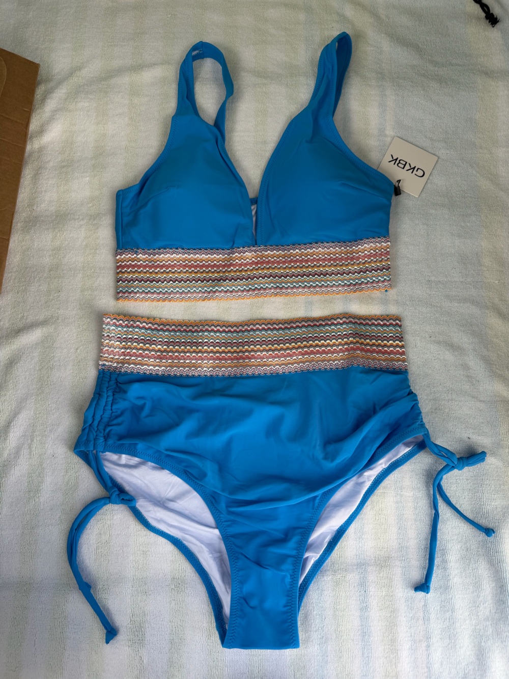 GKBK Bright Blue Two-Piece Swimsuit Womens Size Large